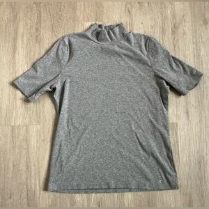 Calvin Klein Heather Gray Mock Neck Short Sleeve Cotton